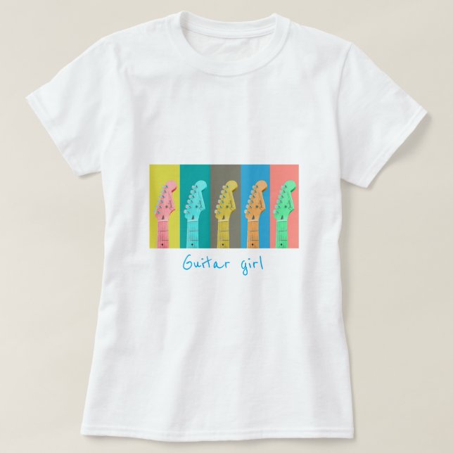 Guitar girl pastel retro modern music T-Shirt (Design Front)