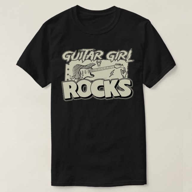 Guitar Girl Rocks T-Shirt (Design Front)
