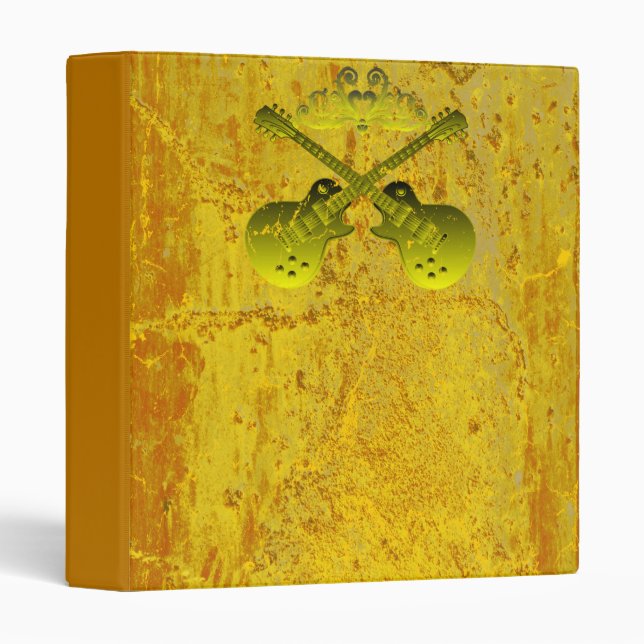 Guitar Gold Heavy Metal Distressed Grunge Binder (Front/Spine)