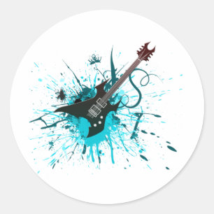 Guitar Graffiti - Emo Rock Music Band Alternative Classic Round Sticker