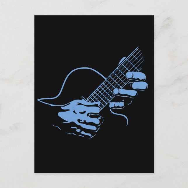 Guitar Hands II -blu Postcard (Front)
