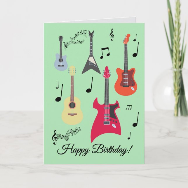 Guitar Happy Birthday Card (Front)
