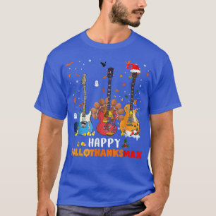 Guitar Happy Hallothanksmas Halloween Thanksgiving T-Shirt