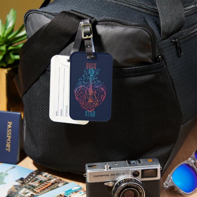 Guitar Heart Luggage Tag (Front & Back)