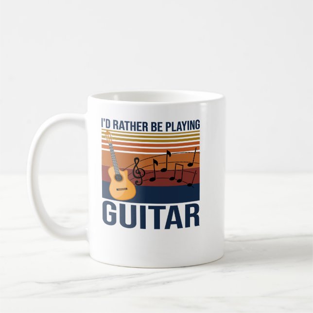 Guitar Id Rather Be Playing Guitar135 Guitarist Coffee Mug (Left)