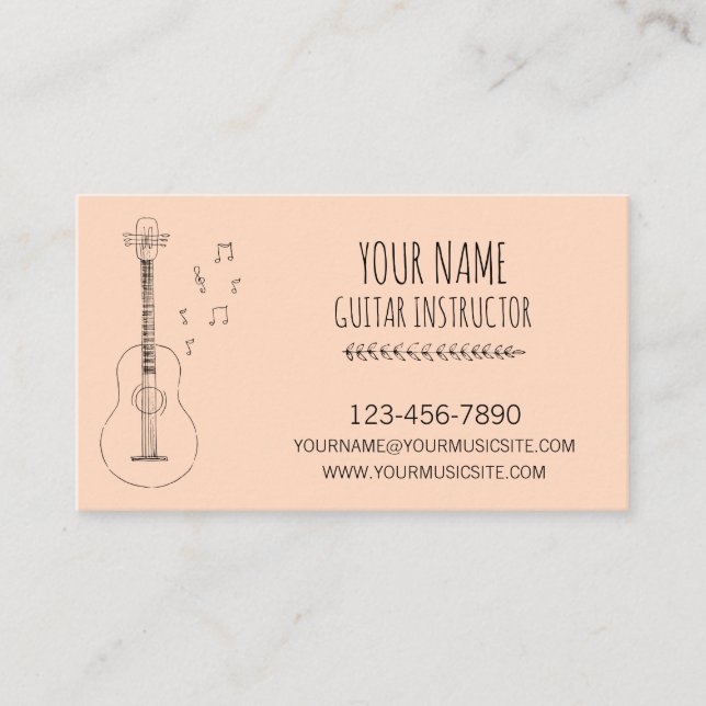 Guitar Instructor Guitarist Professional Musician Business Card (Front)