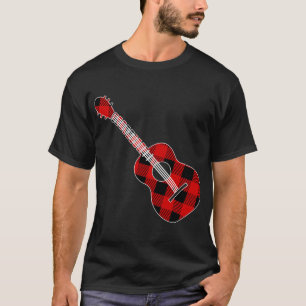Guitar Instrument Buffalo Plaid Guitarist Christma T-Shirt