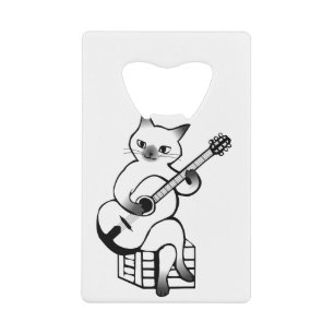Guitar Instrument Music Jazz Cat Credit Card Bottle Opener