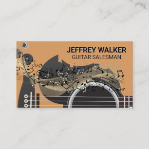 Guitar Instrument   Musical Notes Business Card