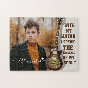 Guitar instrumental music lover personalized photo jigsaw puzzle