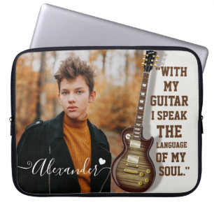 Guitar instrumental music lover personalized photo laptop sleeve