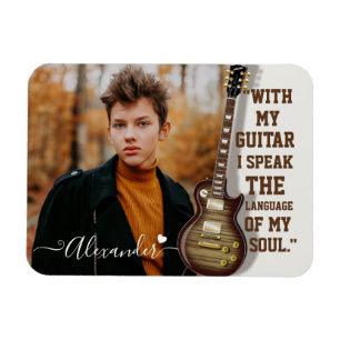 Guitar instrumental music lover personalized photo magnet