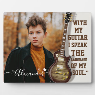 Guitar instrumental music lover personalized photo plaque