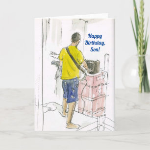 GUITAR JOUER FILS CARTE D'ANNIVERSAIRE