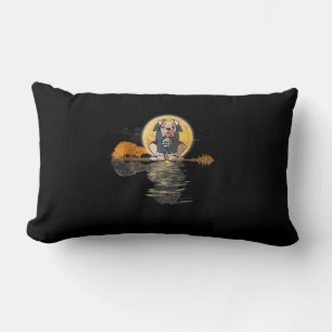 Guitar Lake Halloween Scary English Bulldog Moon Lumbar Pillow