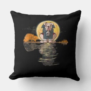 Guitar Lake Halloween Scary English Bulldog With Throw Pillow