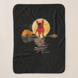 Guitar Lake Halloween Scary French Bulldog Moon Sherpa Blanket