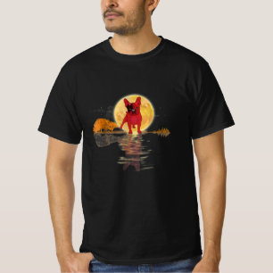 Guitar Lake Halloween Scary French Bulldog Moon T-Shirt