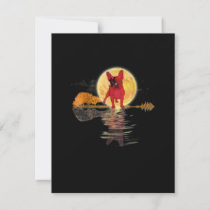 Guitar Lake Halloween Scary French Bulldog Moon Thank You Card
