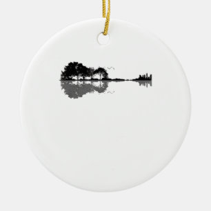 Guitar Lake Shadow Love Guitar Gift Music Lovers Ceramic Ornament