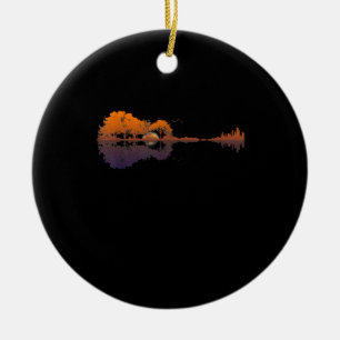 Guitar Lake Shadow Love Guitar Gift Music Lovers Ceramic Ornament