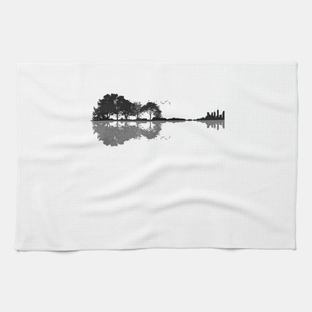 Guitar Lake Shadow Love Guitar Gift Music Lovers Kitchen Towel (Horizontal)