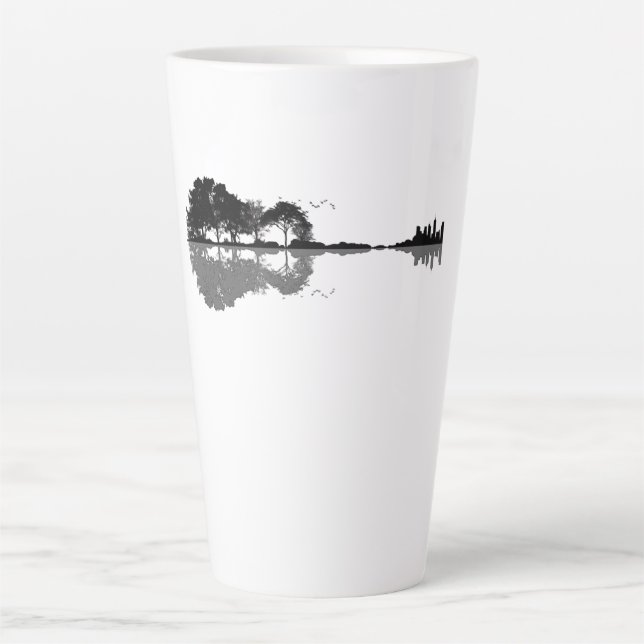 Guitar Lake Shadow Love Guitar Gift Music Lovers Latte Mug (Front)