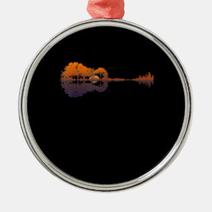 Guitar Lake Shadow Love Guitar Gift Music Lovers Metal Ornament