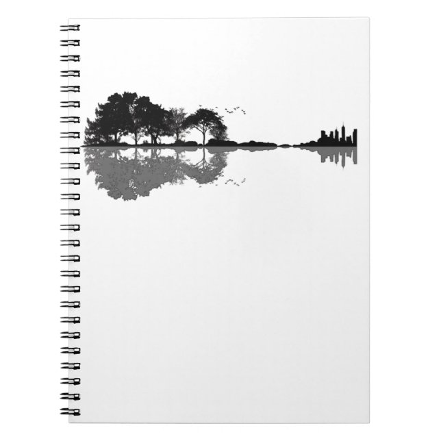 Guitar Lake Shadow Love Guitar Gift Music Lovers Notebook (Front)