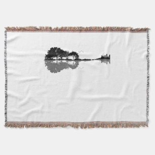 Guitar Lake Shadow Love Guitar Gift Music Lovers Throw Blanket