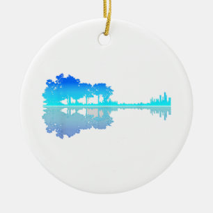 Guitar Lake Shadow Love Guitar Musician Ceramic Ornament
