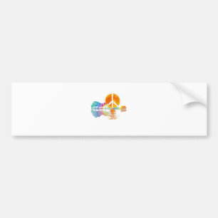 Guitar Lake Shadow Peace Love Guitar Hippie Bumper Sticker