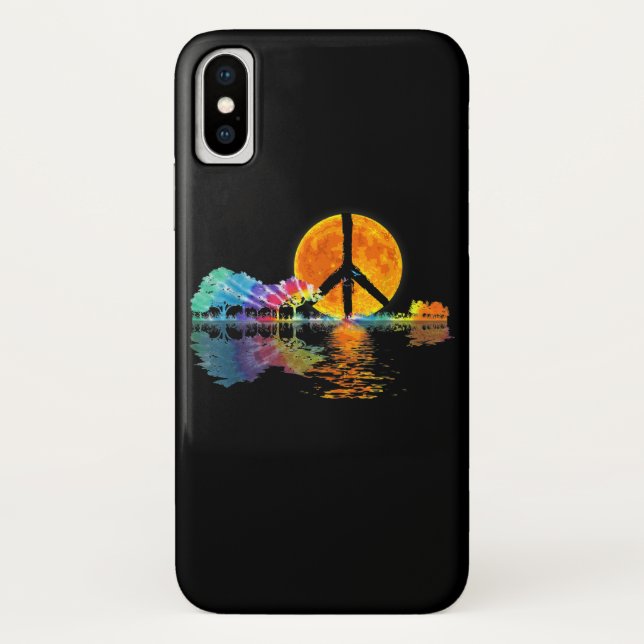 Guitar Lake Shadow Peace Love Guitar Hippie Case-Mate iPhone Case (Back)