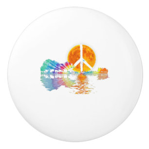 Guitar Lake Shadow Peace Love Guitar Hippie Ceramic Knob