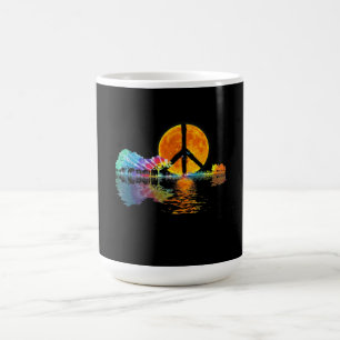 Guitar Lake Shadow Peace Love Guitar Hippie Coffee Mug