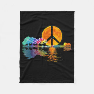 Guitar Lake Shadow Peace Love Guitar Hippie Fleece Blanket