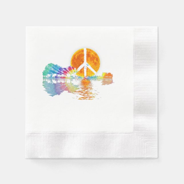 Guitar Lake Shadow Peace Love Guitar Hippie Napkin (Front)