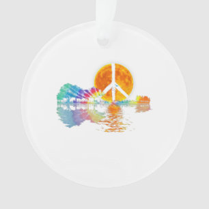 Guitar Lake Shadow Peace Love Guitar Hippie Ornament