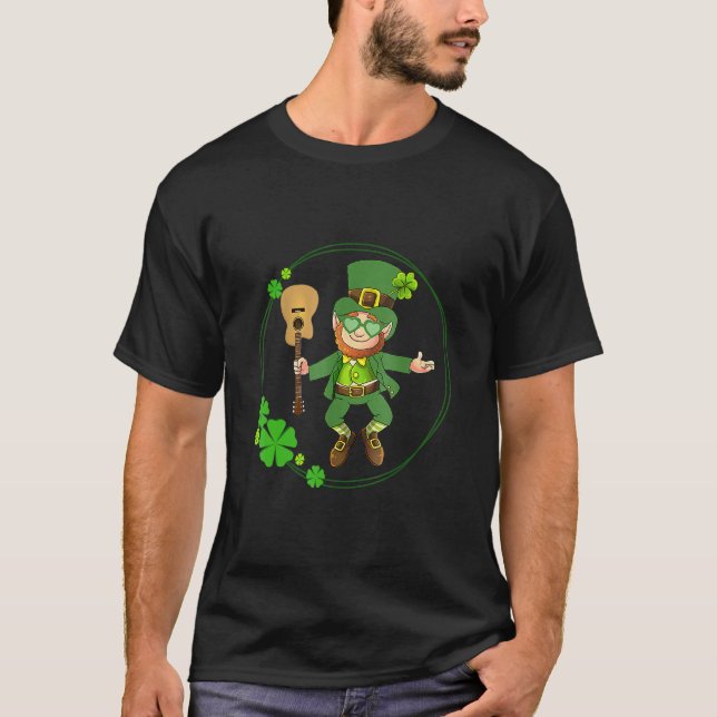 Guitar Leprechaun St Patricks Day. Guitar Player I T-Shirt (Front)