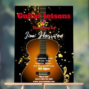 Guitar lessons Customized Acrylic Sign