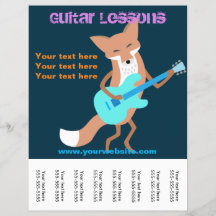 Guitar Lessons Flyer with Fox Playing Guitar