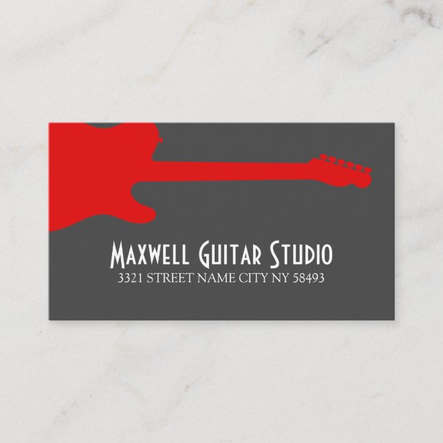 Guitar Lessons Instructor Music Studio   Business  Card (Front)