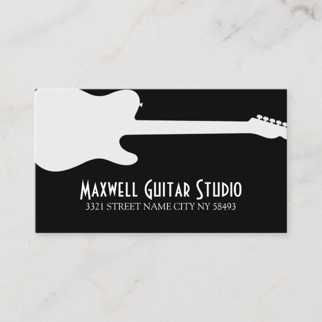 Guitar Lessons Instructor Music Studio   Business  Card (Front)