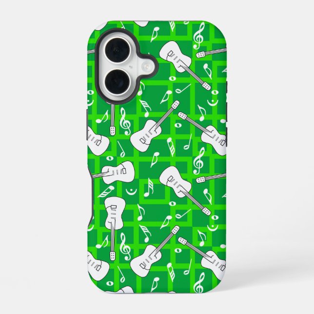 Guitar Lines Music Notes iPhone 16 Case (Back)