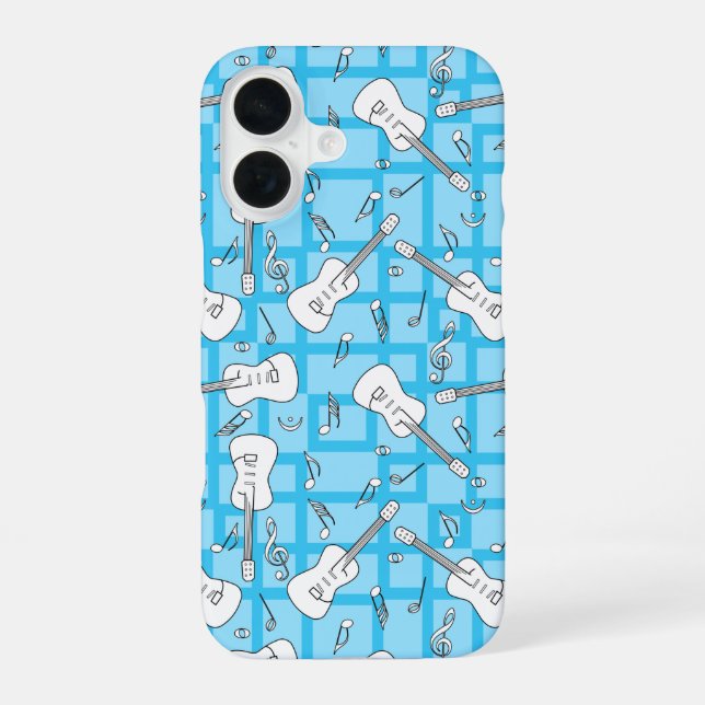 Guitar Lines Music Notes iPhone 16 Case (Back)