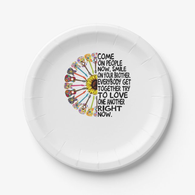 Guitar Lover | Acoustic Floral Guitar Gift Paper Plate (Front)