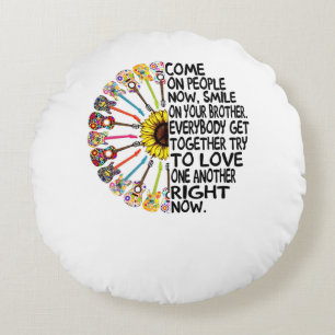 Guitar Lover Acoustic Floral Guitar Gift Round Pillow
