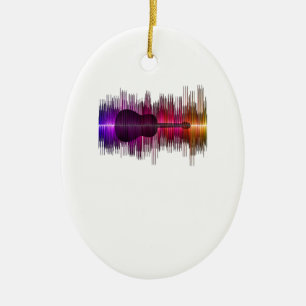 Guitar Lover Acoustic Guitar Heartbeat Gift Ceramic Ornament