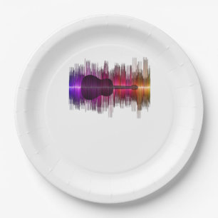 Guitar Lover   Acoustic Guitar Heartbeat Gift Paper Plate