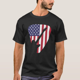 Guitar Lover   American Flag Guitar T-Shirt
